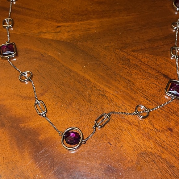 Purple Silver Crystal Long Necklace - Picture 4 of 4